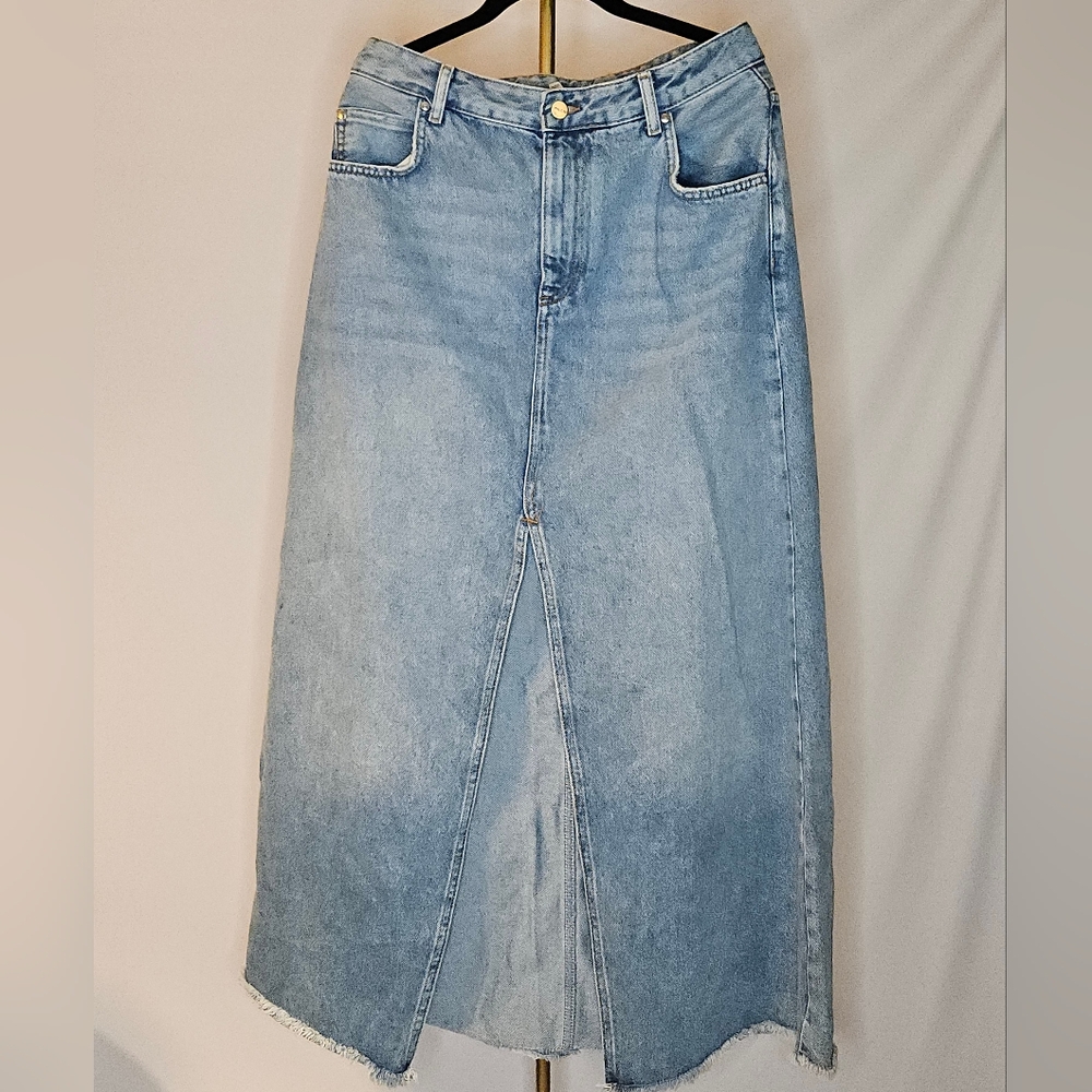 Anthropologie Pilcro "The Madi" Front-Slit Denim Maxi Skirt